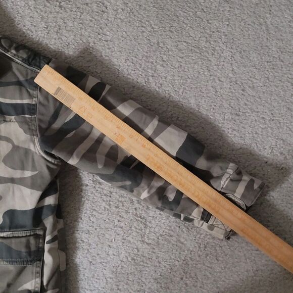 Vtg GAP Kids Camo Bomber Jacket Boys Size 6-7 Small Tan Brown Gray Lined Y2K - Picture 6 of 16